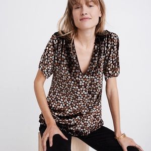 Madewell Velvet Tulip-Sleeve Ruffle Top